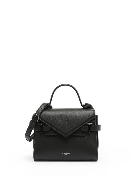 Sac Bandoulière S Double Rabat Emilie Cuir Grainé Le tanneur Noir emily TEMI1006