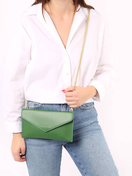 Medium Leather Paddock Clutch Bag Etrier Green paddock TLOS1670 other view 1