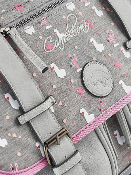 Wheeled Schoolbag 2 Compartments Cameleon Gray vintage fantasy PBVGCA35 other view 2