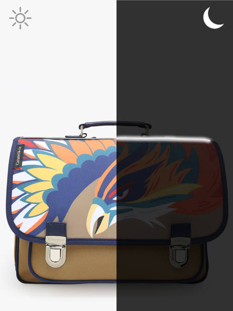 2-compartment Satchel Caramel et cie Brown fier GA other view 5