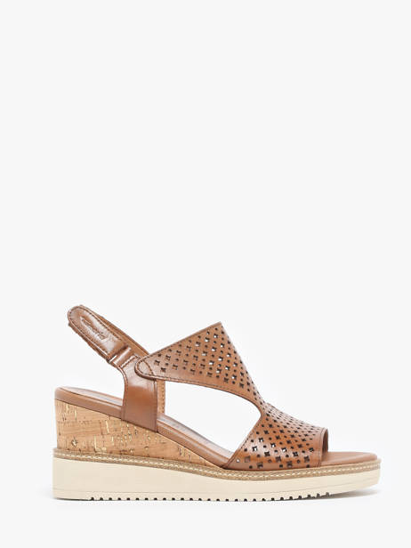 Wedge Sandals In Leather Tamaris Brown women 42