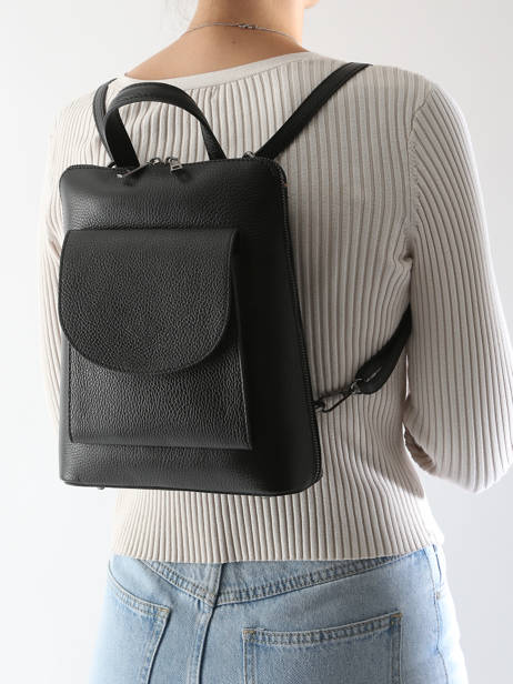 Sac à Dos Et épaule Milano Noir caviar CA240615 vue secondaire 1