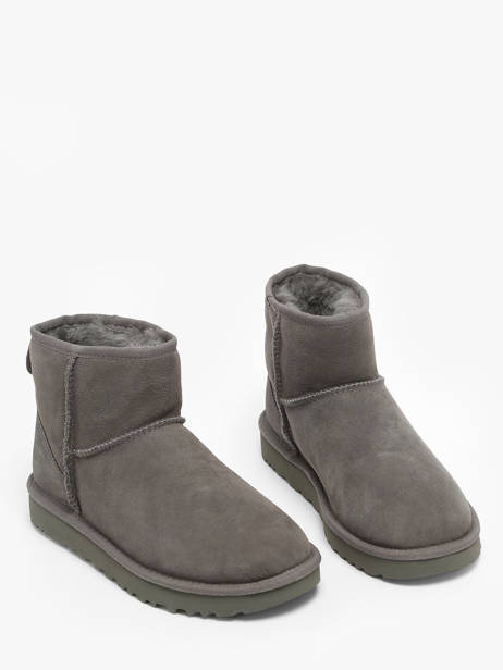 Boots Classic Mini Ii En Cuir Ugg Gris women 1016222 vue secondaire 2