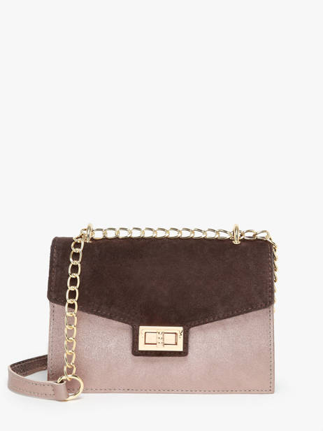 Leather Velvet Crossbody Bag Milano Brown velvet VE21121