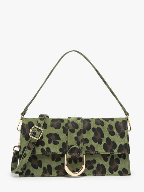 Sac Porté épaule Velvet Leopardo Cuir Milano Vert velvet leopardo VL24066