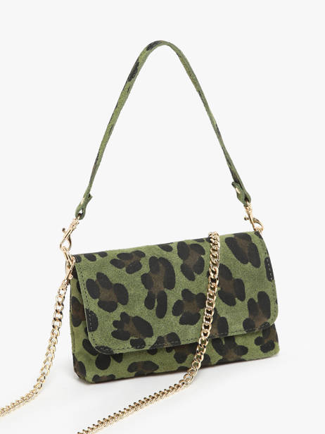 Shoulder Bag Velvet Leopardo Leather Milano Green velvet leopardo VL24063 other view 2