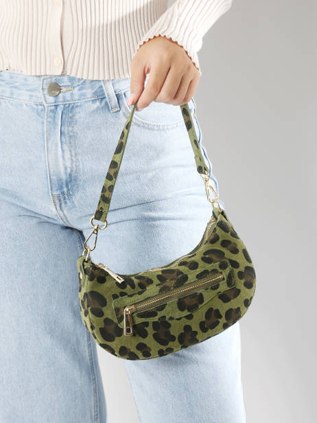 Shoulder Bag Velvet Leopardo Leather Milano Green velvet leopardo VL24061 other view 1