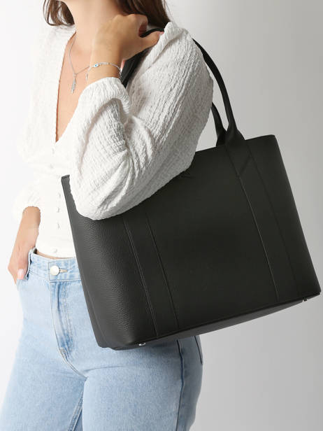 Sac Cabas Delft Cuir Nathan baume Noir mondrian 5 vue secondaire 1