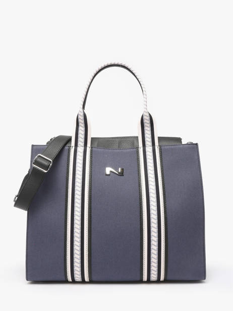 Sac Cabas Nina Canvas Et Cuir Nathan baume Bleu solar NINA