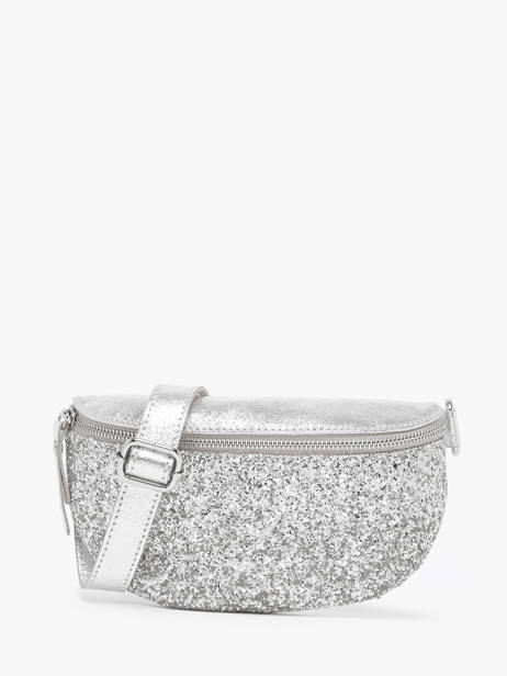 Leather And Glitter Star Belt Bag Milano Silver star ST24011