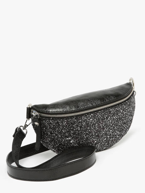 Leather And Glitter Star Belt Bag Milano Black star ST24011 other view 2