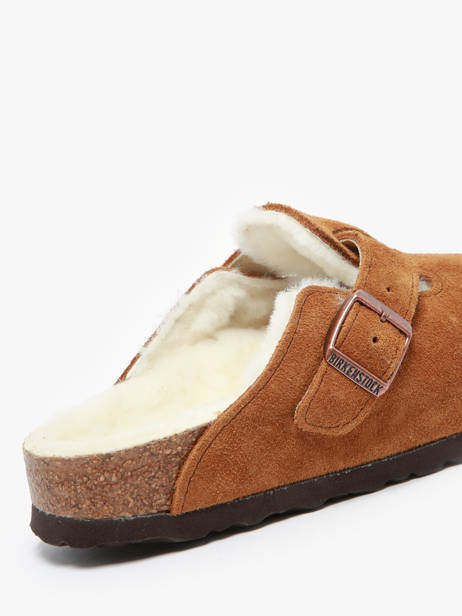 Slippers Boston Shearling In Leather Birkenstock Brown women 1001141 other view 2