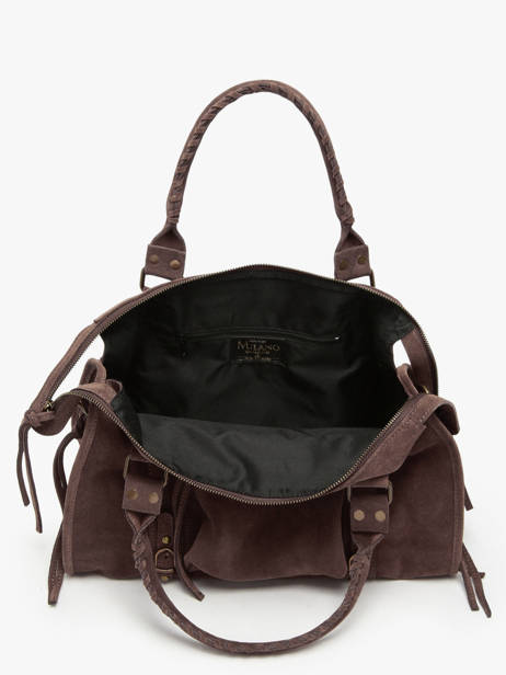 Sac Porté épaule A4 Velvet Cuir Milano Marron velvet VE24095 vue secondaire 3