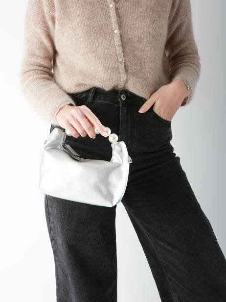 Sac De Soirée Miniprix Argent perle KJ62044 vue secondaire 1