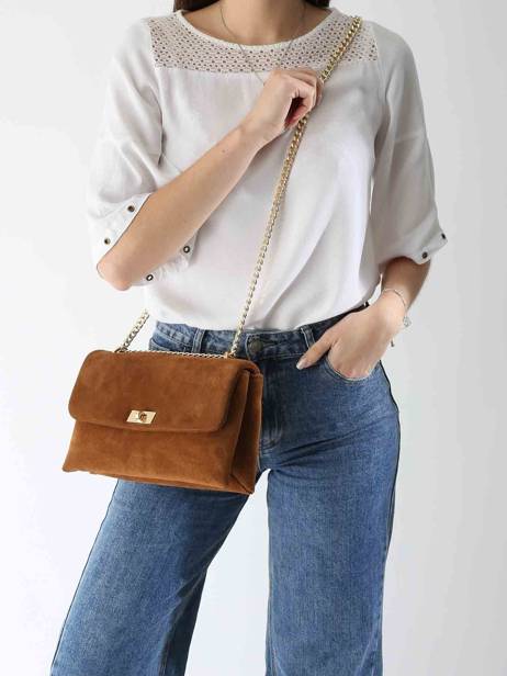 Shoulder Bag Velvet Caviar Leather Milano Brown velvet caviar VC24115 other view 1