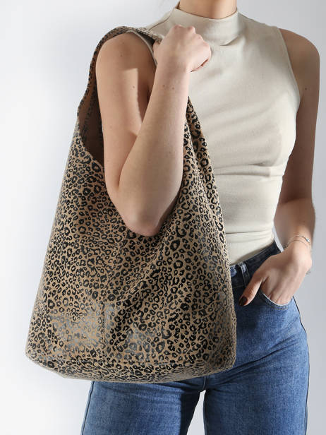 Sac Porté épaule Velvet Leopardo Cuir Milano Beige velvet leopardo VL24062 vue secondaire 1