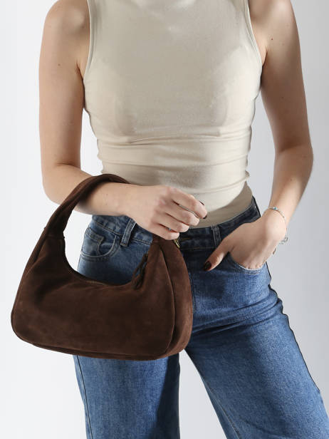 Handbag Velvet Leather Milano Brown velvet VE24114 other view 1