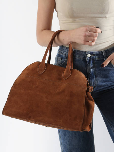 Shoulder Bag Velvet Leather Milano Brown velvet VE24118 other view 1