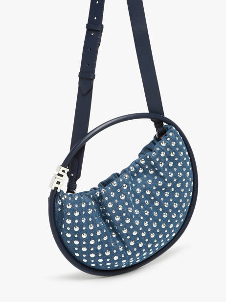 Sac Domino Médium En Denim Et Studs Sonia rykiel Bleu domino SA17CO66 vue secondaire 2