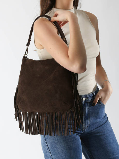 Sac Bandoulière Velvet Cuir Milano Marron velvet VE241117 vue secondaire 1