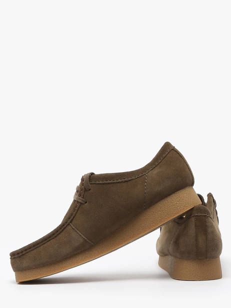 Chaussures Derbies Wallabee En Cuir Clarks Vert men 26180920 vue secondaire 3