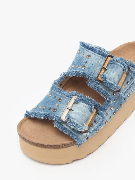 Mules Denim Platform With Rhinestone Colors of california Bleu women HCBES41 vue secondaire 2