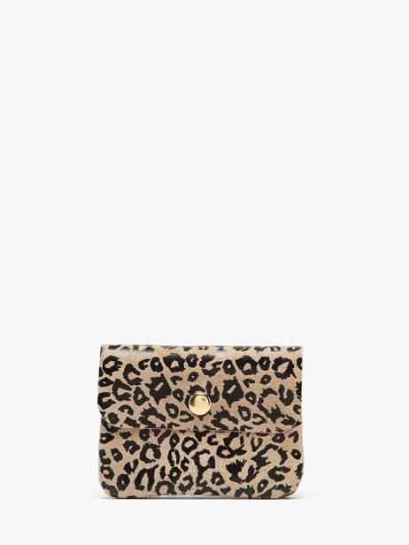 Porte-monnaie Cuir Milano Beige velvet leopardo VL23092
