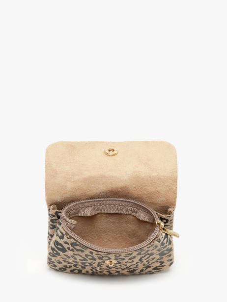 Porte-monnaie Cuir Milano Beige velvet leopardo VL23092 vue secondaire 1