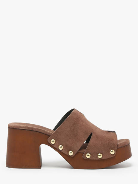 Mules à Talon Carbuccia En Cuir Coco abricot Marron women V3110B