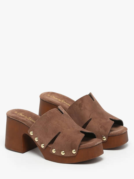 Mules à Talon Carbuccia En Cuir Coco abricot Marron women V3110B vue secondaire 1