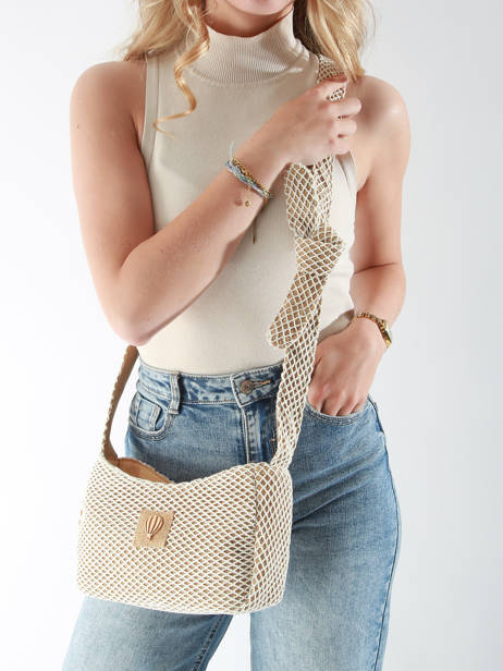 Shoulder Bag Estival Cotton Le voyage en panier Beige estival PM851 other view 1