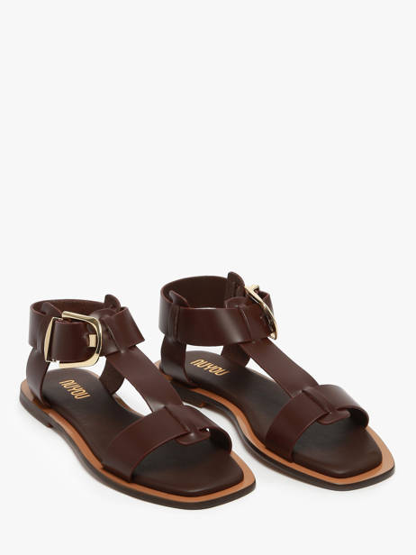 Sandals Daphne In Leather Nuyou Brown accessoires 11013 other view 1
