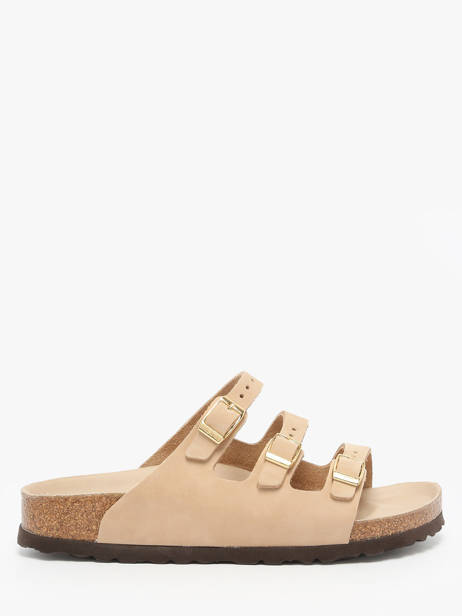 Slippers Florida In Leather Birkenstock Beige women 1029480