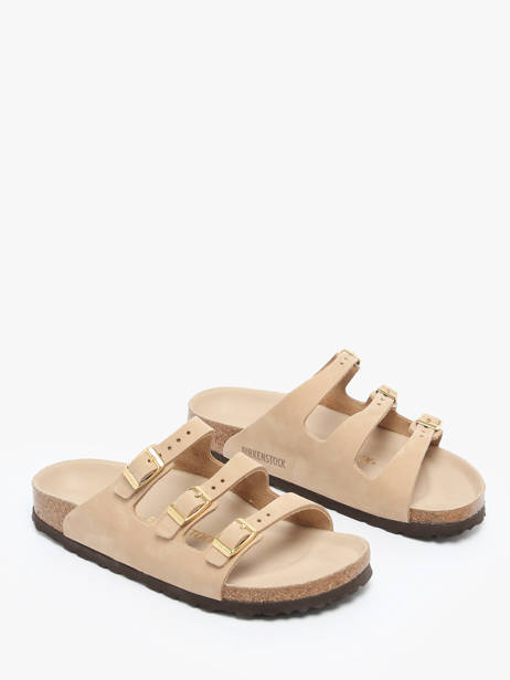 Slippers Florida In Leather Birkenstock Beige women 1029480 other view 1