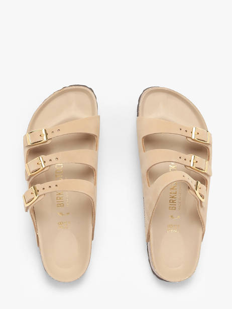 Slippers Florida In Leather Birkenstock Beige women 1029480 other view 3