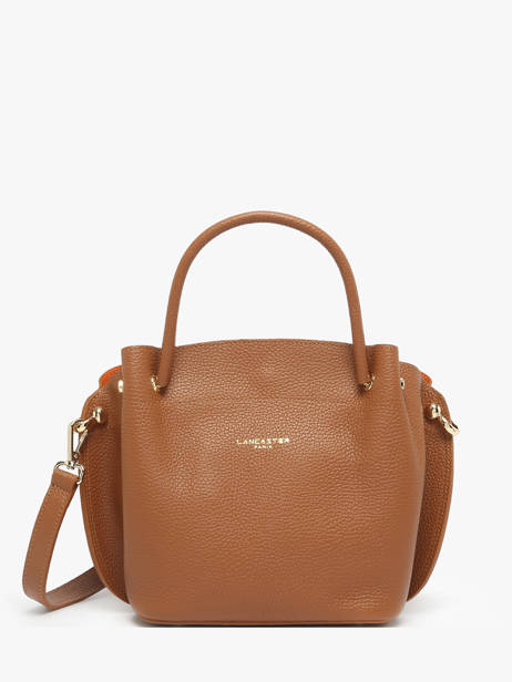 Leather Foulonné Double Satchel Lancaster Brown foulonne double 18