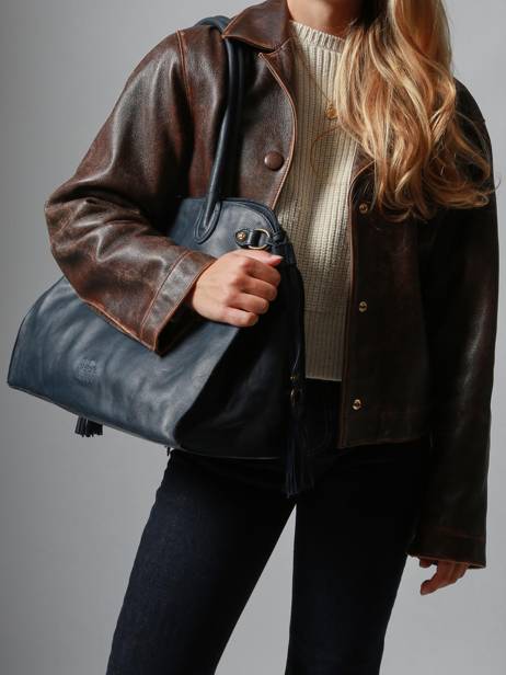 Sac Porté épaule Cow Cuir Basilic pepper Bleu cow BCOW85 vue secondaire 1