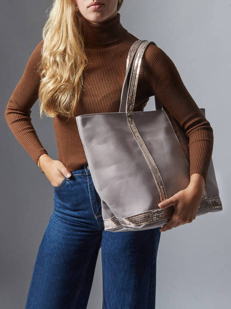 Large Zipped Shoulder Bag Le Cabas Sequins Vanessa bruno Gray cabas 1V40409 other view 1