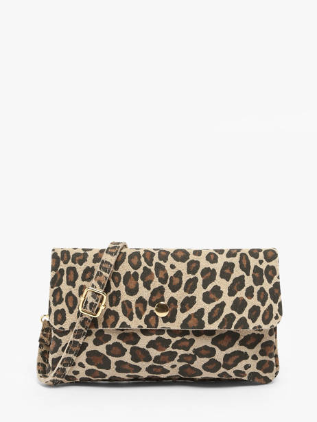 Shoulder Bag Velvet Leopardo Leather Milano Beige velvet leopardo VL23067