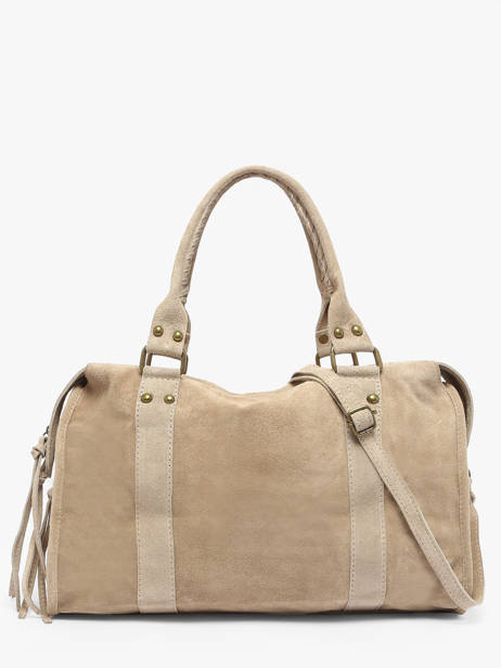 A4 Size Shoulder Bag Velvet Leather Milano Beige velvet VE24095 other view 3
