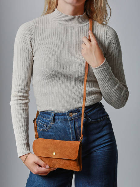 Shoulder Bag Velvet Leather Milano Brown velvet VE23067 other view 1