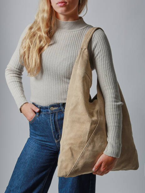 Shoulder Bag A4 Velvet Leather Milano Beige velvet VE25069 other view 1