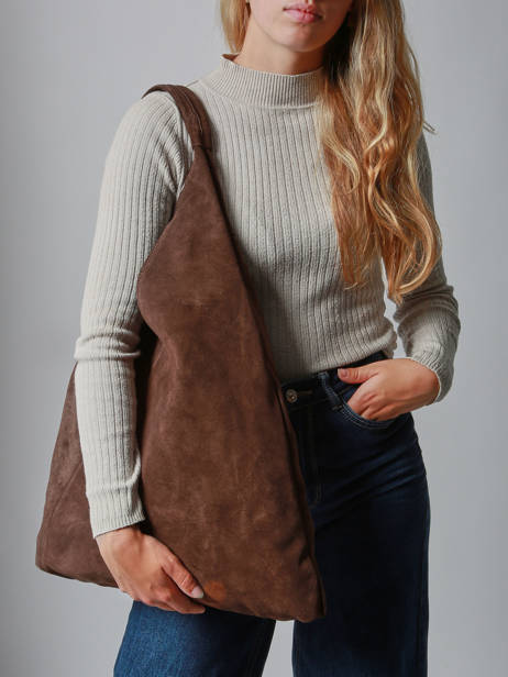 Shoulder Bag A4 Velvet Leather Milano Brown velvet VE25069 other view 1