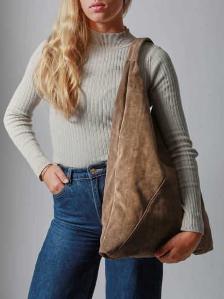 Sac Porté épaule A4 Velvet Cuir Milano Marron velvet VE25069 vue secondaire 1