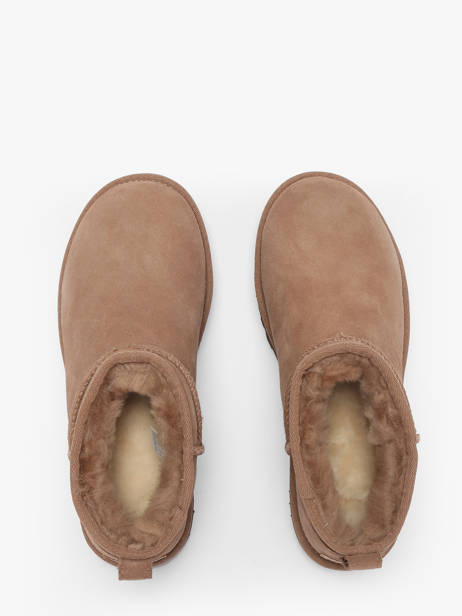 Boots Classic Ultra Mini En Cuir Ugg Marron accessoires 1116109 vue secondaire 3