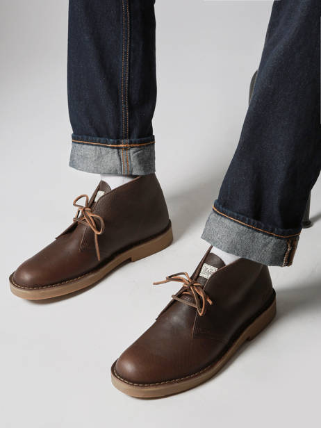 Bottines Desert En Cuir Clarks Marron men 26183363 vue secondaire 1