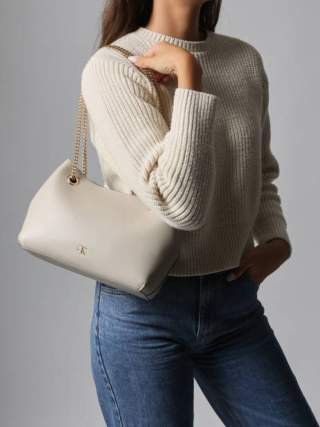 Shoulder Bag Minimal Mono Recycled Polyester Calvin klein jeans Beige minimal mono 4F3205G other view 1