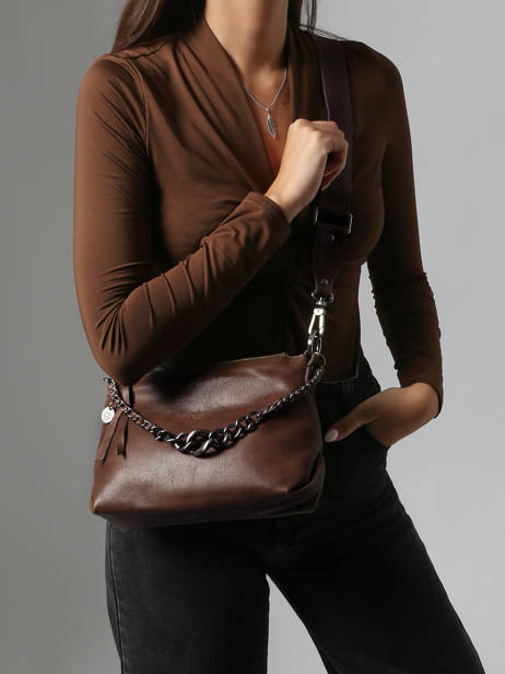 Shoulder Bag Vintage Leather Mila louise Brown vintage 3864C other view 1