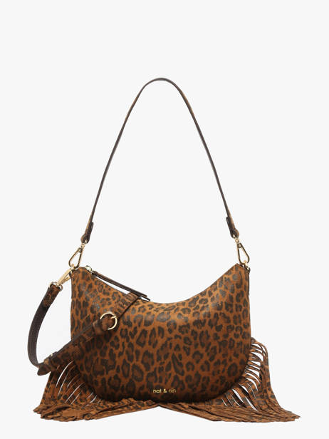 Leather Lune Fringe Bag Nat et nin Brown vintage FRA