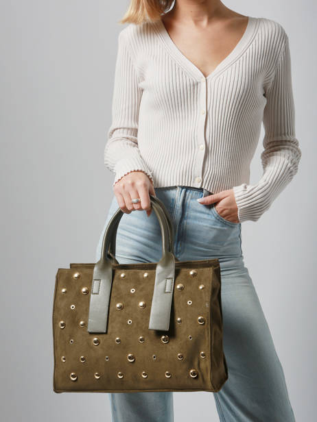 A4 Size Satchel Stud David jones Green stud CM7868 other view 1